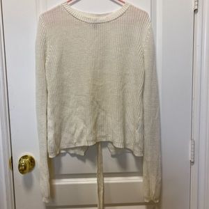 Tie Back White Women Sweater